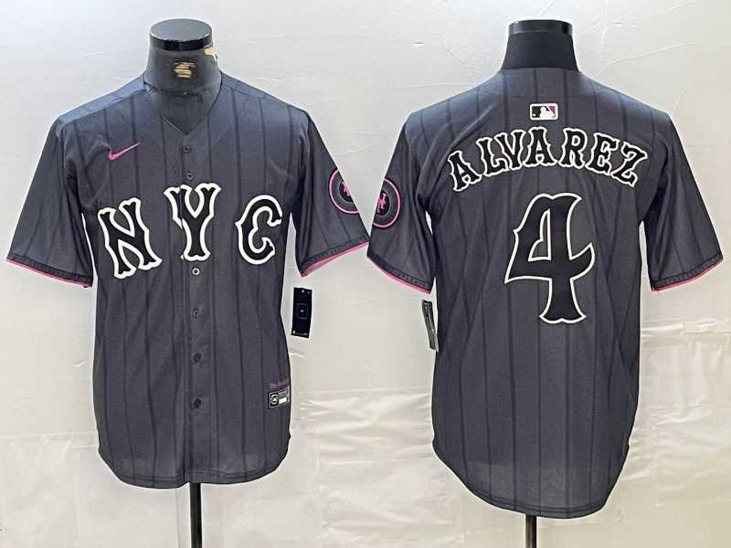 Men%27s New York Mets #4 Francisco Alvarez Gray 2024 City Connect Cool Base Stitched Jersey->new york mets->MLB Jersey